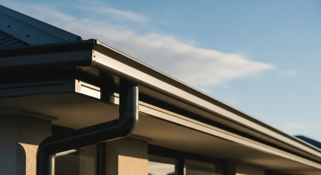 Seamless gutters being installed on a West Virginia home